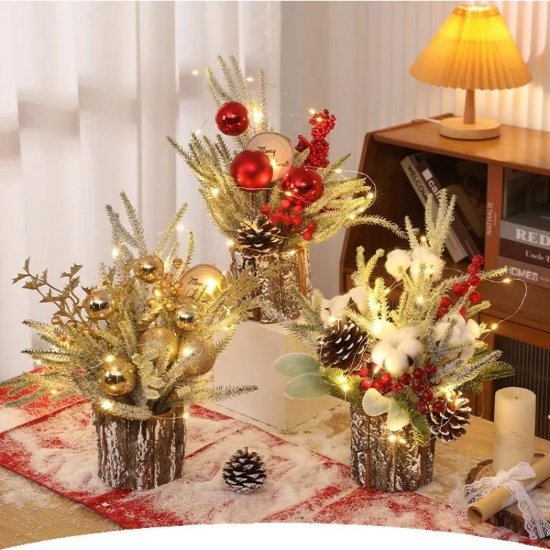 Vánoční stromeček, domácí dekorace do ložnice, párty, vánoční dekorace se sněhem, okenní stolní vánoční ozdoby