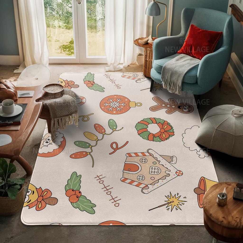 House Entrance Carpet Home Door Mat Living Room Bath Foot Bathroom Non-slip Water Absorption Rugs Bath Merry Christmas Winter