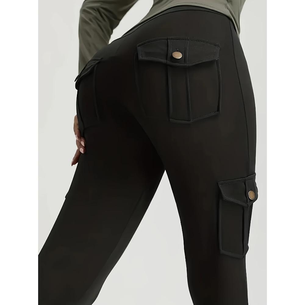 Women's High Waist Cargo Leggings Slim Fit Quick Dry Yoga Pants Butt Lifting Stretch Athletic Trousers for Spring Workout