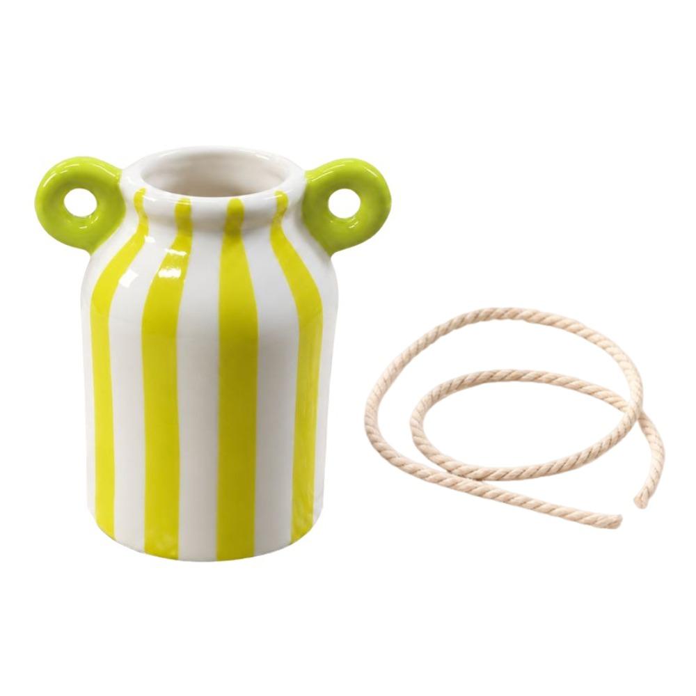Double Handle Striped Flower Pot INS Wall Mounted Planter Hydroponic Vase Housewarming Gift