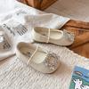 Girls Ballet Flats With Rhinestones 2026 Soft Sole Square Toe PU Shoes Kids Ages 3-8