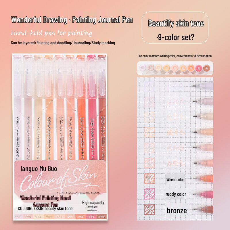 Morandi Color Large Capacity Blue Fruit Journal Pen - Colored Neutral Pen for Note-Taking and Highlighting