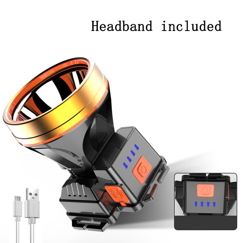 1PC Blue Headlamp Portable Super Bright Flashlight Bicycle Flashlight Rechargeable Camping Headlamp Rotatable Fishing Headlamp