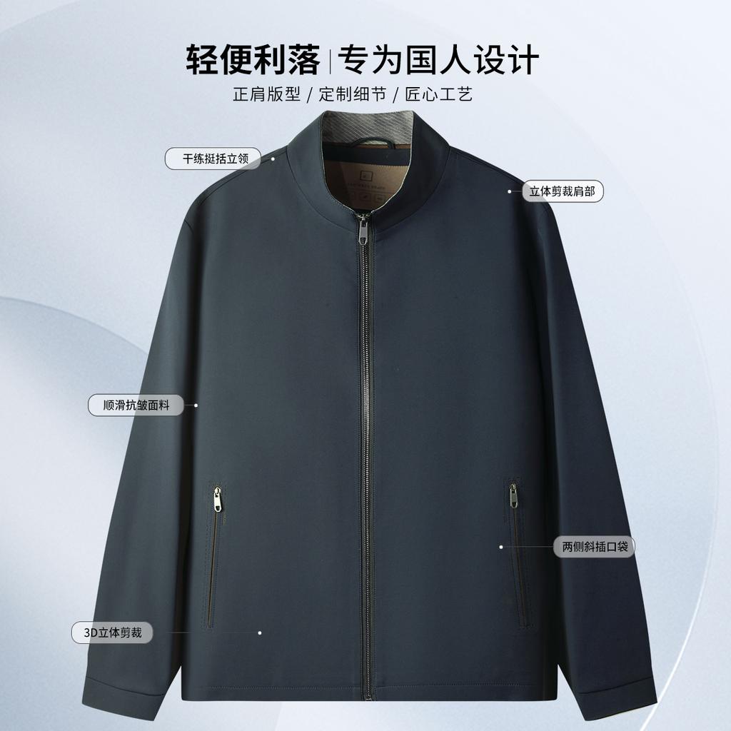 [Clearance and Leakage] [Printed Knitted Inner] Spring and Autumn Anti Wrinkle Business Leisure Collar Long Sleeve Jacket for Men
