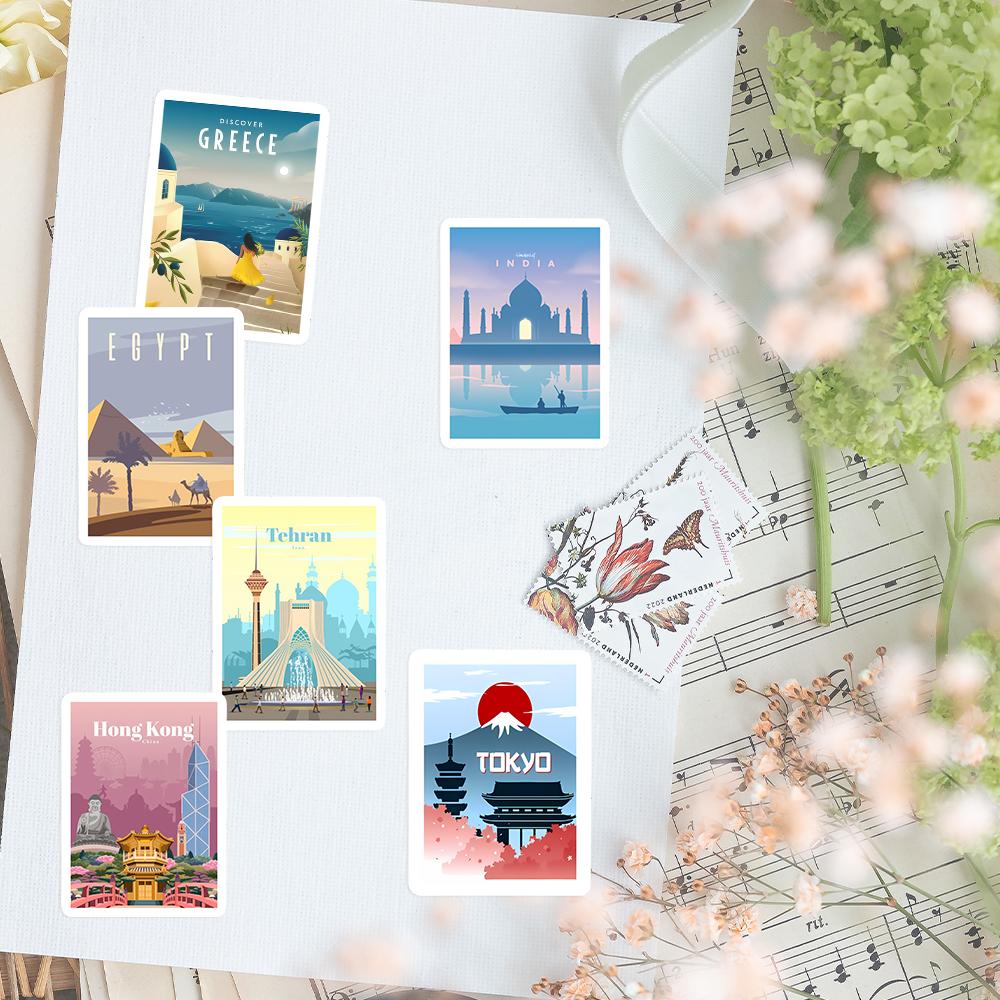 World Travel Famous City Stickers Scenery Diy Kids Toys Gift Decorative Decal For Journal Scrapbook Laptop Luggage Waterproof