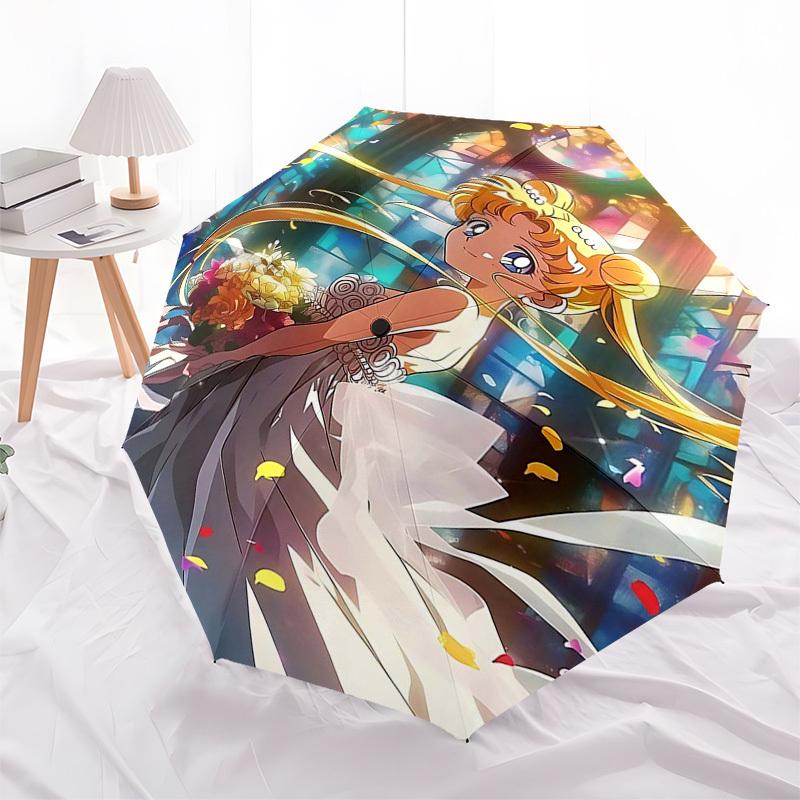 

1pc Princess Bride Bouquet Folding Umbrella Auto-Open Close, 8-Bone Iron Frame, Outdoor, Perfect Gift for Fans, Travelers & Daily Use.M052