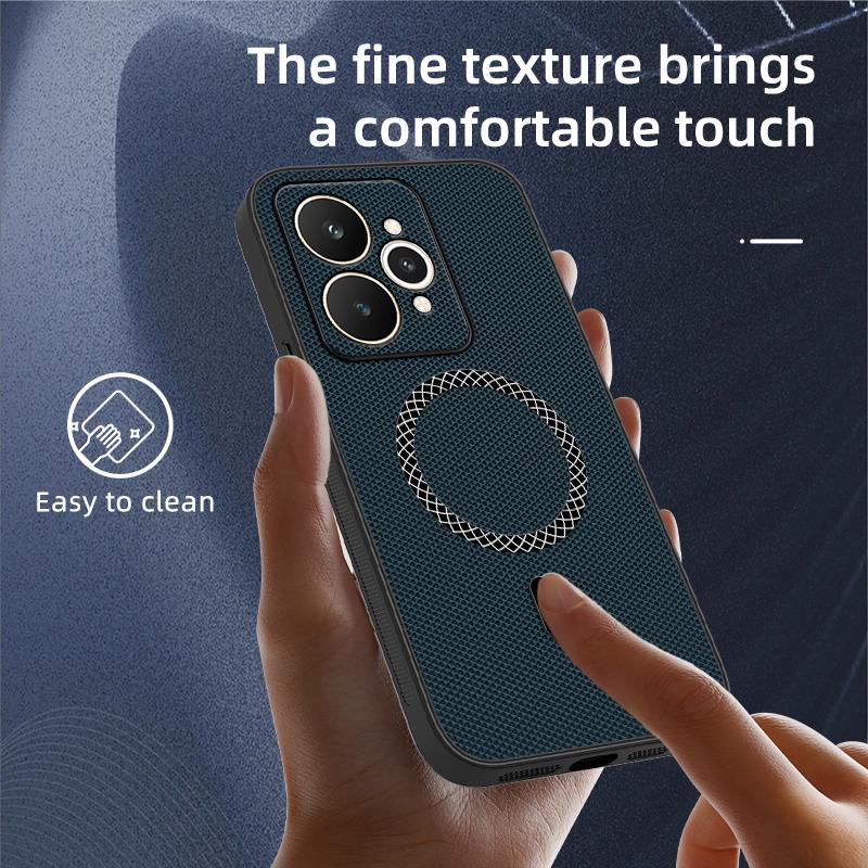 For Realme 15 Rugged Magnetic Phone Case For Realme 15 Pro Leather Texture Wireless Charging Protection Cover For Realme 15X