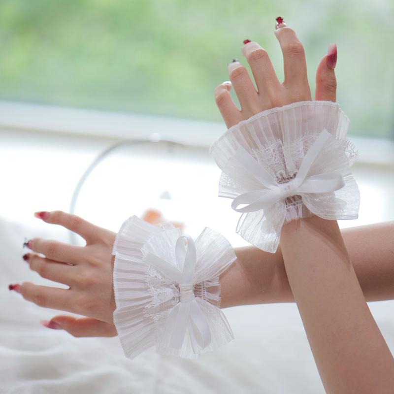 Detachable Lace Short Wrist Flared Cuffs Coat Mesh Fake Sleeves Ruffles Wristband Lolita Decorative Accessories