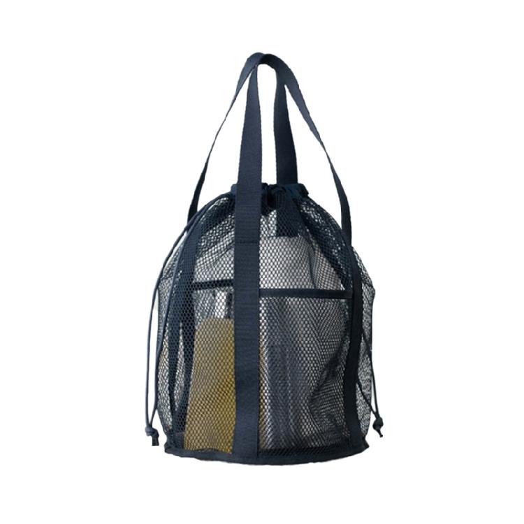 Travel Mesh Cosmetic Bag Foldable Casual Mesh Drawstring Bag for Swimming Pool темно-синий