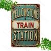 Exquisite Yellowstone Train Station Sign in Aluminum, Vintage Appeal, A Rustic Wall Plaque, Ideal for Home, A Great Wall Hanging