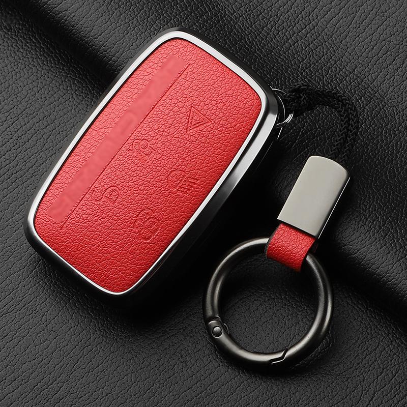 Aluminiumlegierung Ziegenleder Auto Schlüsselhülle Abdeckung für Jaguar JLR XF XJ XE XJL XFL I-PACE E-PACE F-Pace Auto Schlüsselhülle Schutz Fob
