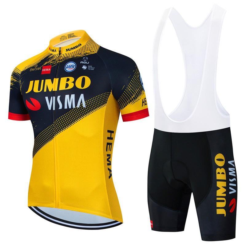Jumbo Visma Cycling Jersey Set Short Sleeve Mens Breathable Quick Dry Mountain Road Bike Apparel