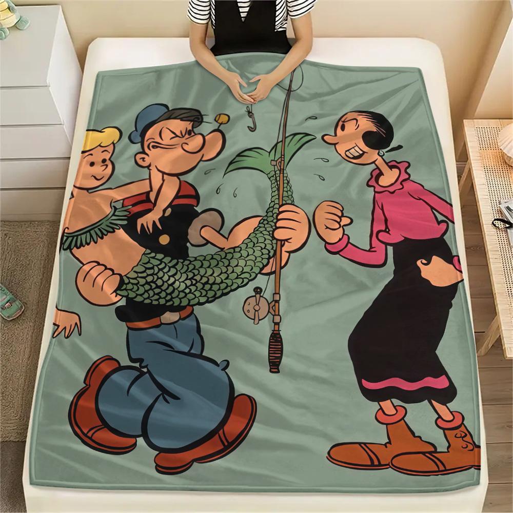 Popeye the Sailor Flannel Blanket, High quality Comfortable for All Seasons, Home Decor, Warmth and Comfort
