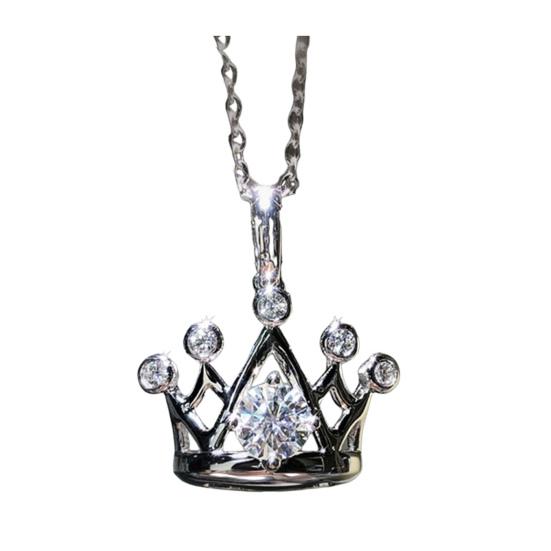 

Женское ожерелье Кубический цирконий Форма короны Ажурное Гальванизированная медь Яркий цвет Долговечный блеск Украшение на шею белый