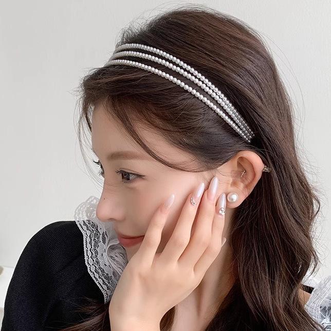 2025 Mori Style Fairy Pearl Headband with Wispy Bangs Hair Clips