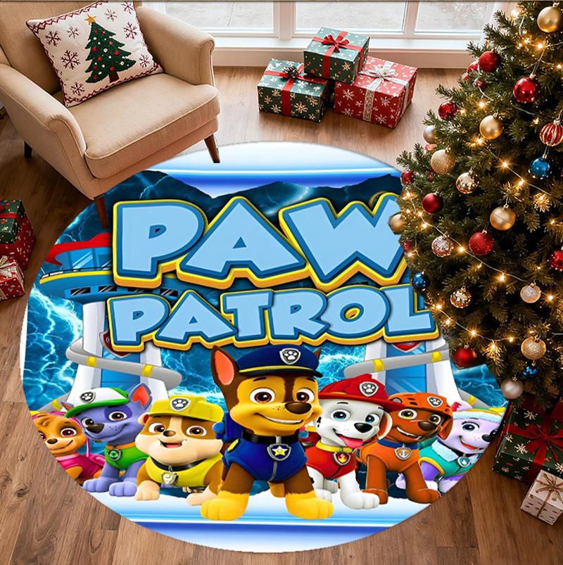 PAW Patrol Pattern Round Rug, Indoor/Outdoor Mat, for Picnic, Gameroom, Bedroom, Office, Living Room, Home Decor Carpet, Birthday Gift