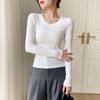 Women's V-Neck Long-Sleeve Slim Fit Top for Fall & Winter