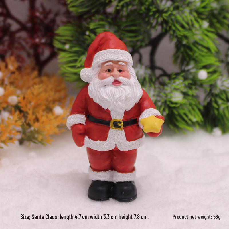 Santa Claus and Snowman Figurines with Christmas Ornaments, Brown Bear Gift Bag & Micro Landscape Pendant