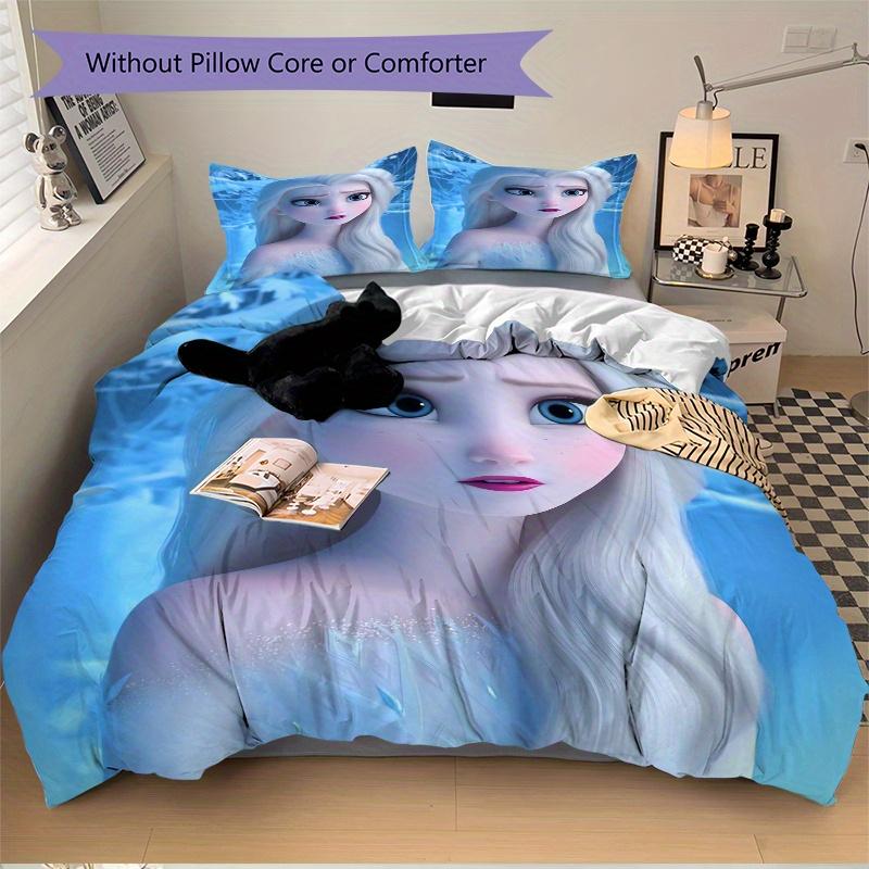 3pcs Frozen Queen Elsa Bedding Set - 1 Soft Quilt Cover + 2 Pillowcases, Machine Washable - Suitable for All Seasons, Perfect Gift for Family and