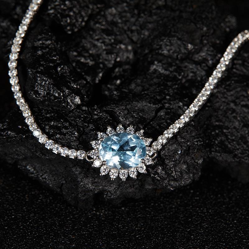 Jewelry Earrings S925 Sterling Silver With Natural Topaz Amethyst Garnet Color Treasure Bracelet Women