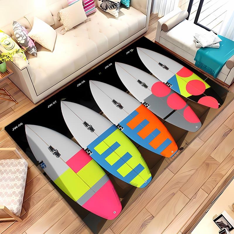 Surfboard Theme 3D Printing Large Area Carpet for Home Living Room Childrens Bedroom Mat Sofa Doormat  Floor Rug Anti-slip Decor