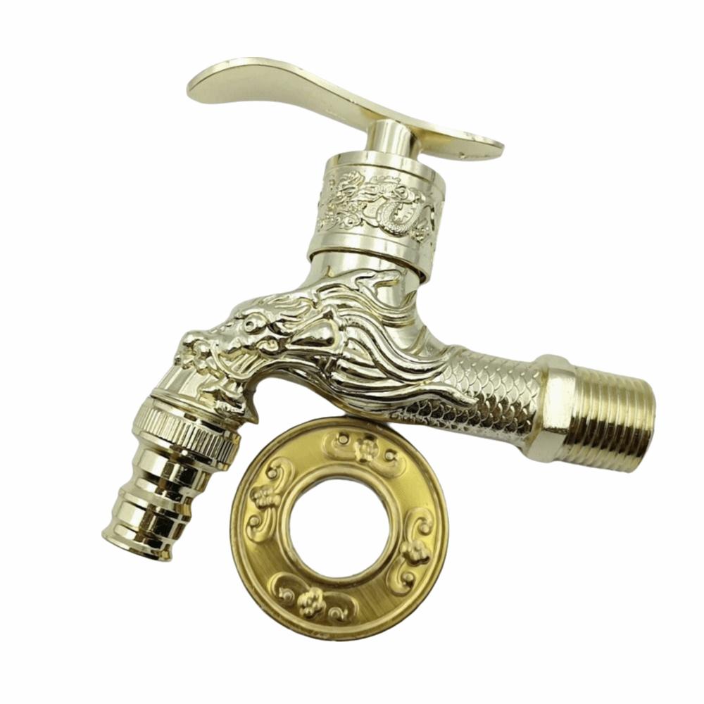 Bronze Keramik Ventilkern Drachen Armatur Bronze Oberfläche Geschnitzt Wandmontiert Eckventil Einzelkalt 4-Pin Schnittstelle Antiker Wasserhahn