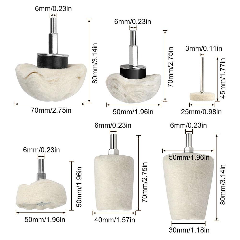 Wool Wheel Buffing Pad Drill Kit Replacement Polishing Cloth Wheel Polishing Grinding 15pcs Set Accessories Practical