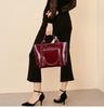 Women's Full-Grain Cowhide Large-Capacity Handbag - Genuine Leather, Business Commuting, 14-Inch Laptop Bag, Single-Shoulder Design.