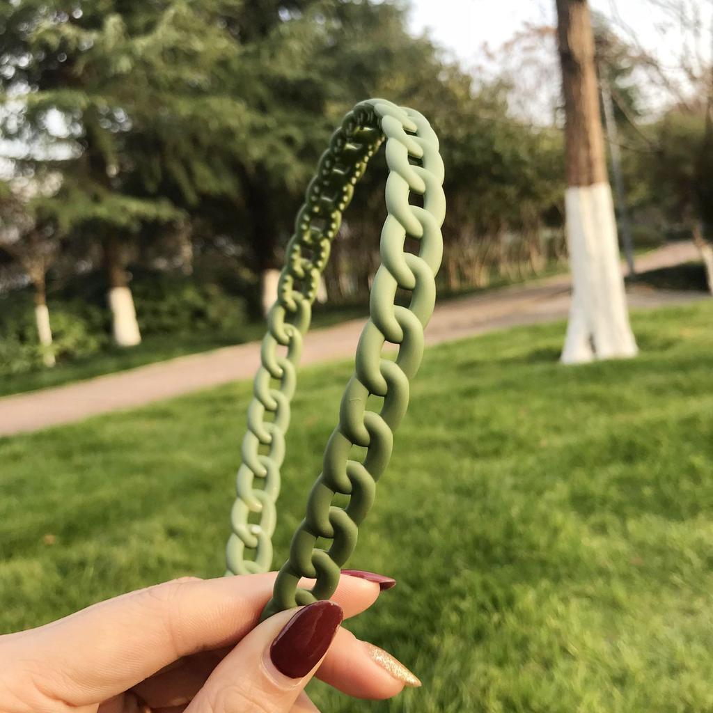 Vintage Headbands for Hair Woman Hair Band Simple Candy Color Chain Bezel for Hair Hair Hoop Headband Bezel Hair Accessories
