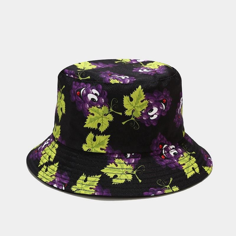 Creative Printed Fruit Pattern Bucket Cap Unisex Outdoor Leisure Fisherman Hat Summer Beach Uv Protection Sun hats Panama Bob