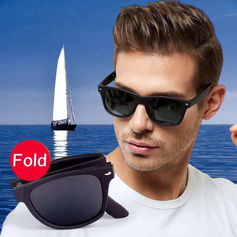 New Fashion Folding Sunglasses Men Brand Designer Eyewear Women Fold Fashion Square Portable Outdoor Sport Male Sun Glasses