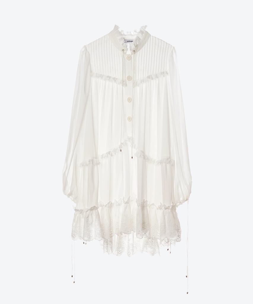 Untage Embroidered Lace Ruffle Mini Dress (White)_Uws-Ss12