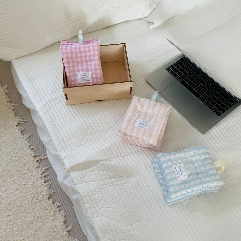 Ins Style Grid Pattern Coaster Portable Cotton Cloth Insulation Pad Drink Coasters  Home Decoration
