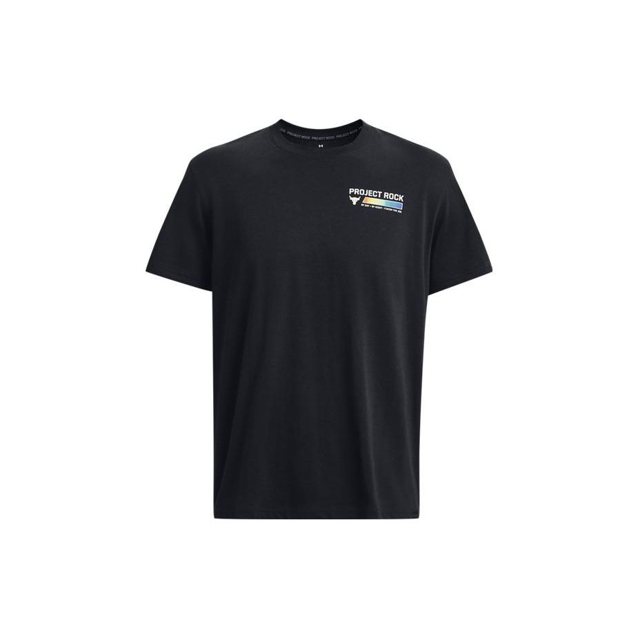 Under Armour Johnson Series Logo Print Heavyweight Training Short Sleeve Drop Shoulder T-Shirt Men Tops Black 1380855-001