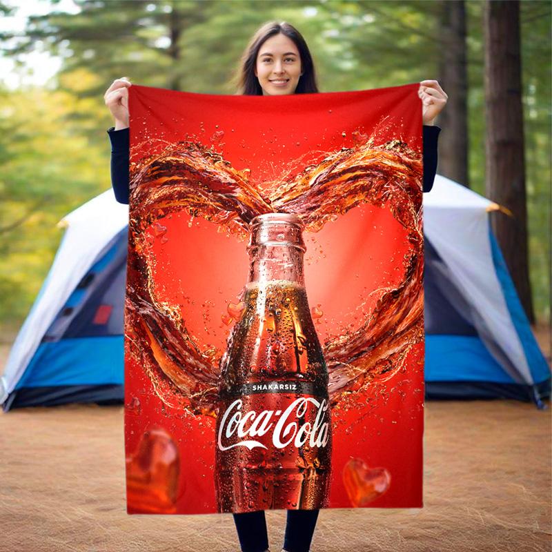 Christmas Gift Halloween Themed Cola Beverage Coca Cola Blanket Soft Home Furnishing Nap Decoration Four Seasons Warm Sherpa Blanket U24