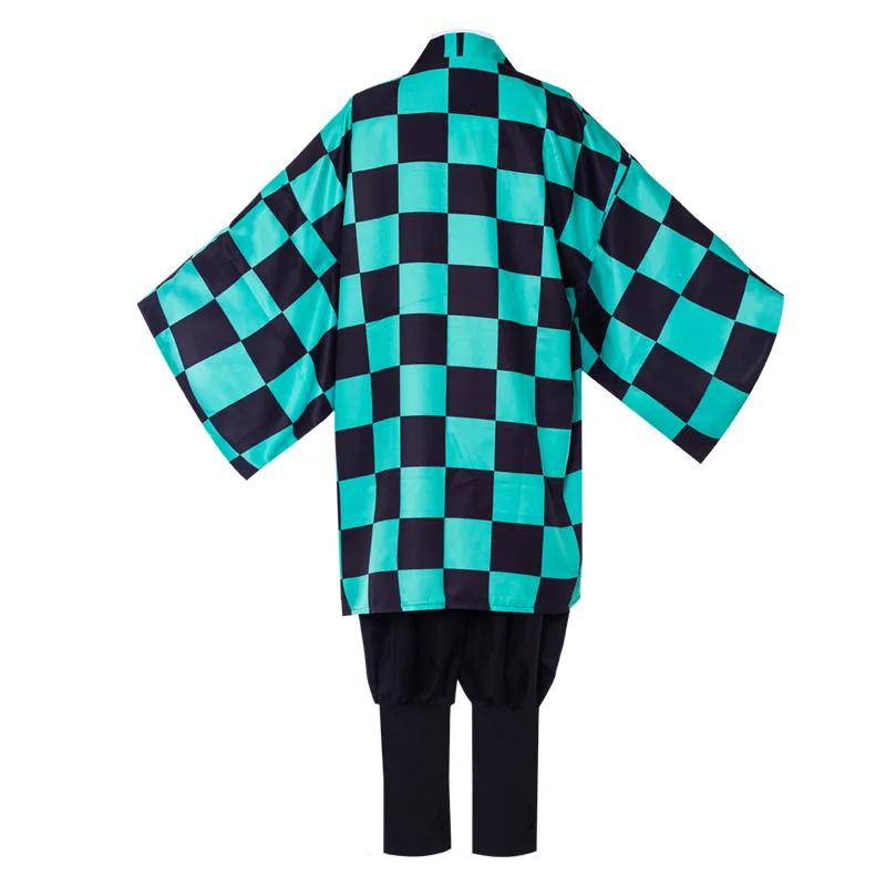 Anime Tanjirou Kamado Cosplay Demon Slayers Kimetsu No Yaiba Cosplay Costume Wig Mask Kimono Cloak Halloween Uniform Adult Kids