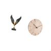 Resin Spreading Wing Statue Sculpture Feng Shui Ornament Decorative Solid Wood Wall Clock Hanging