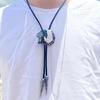 Mens Bolo Tie Indian Head Feathered Western Cowboy Necklace Jewelry Shirt Chain