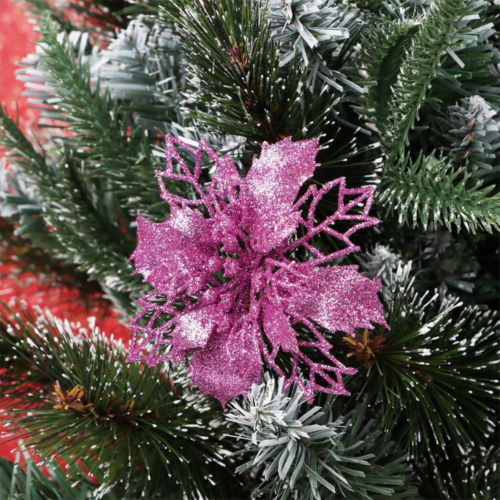 Artifical Glitter Home Xmas Ornaments Fake Flowers Christmas Tree Decorations Christmas Flowers