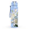 1PC White Cluster Lily Flower Print 750ml Color Plastic Sports Water Bottle Leakproof Flip Straw Lid Suitable for Sports Office Home Use