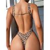 Maillot de bain une pièce Monokini à découpe haute imprimé léopard dos nageur
