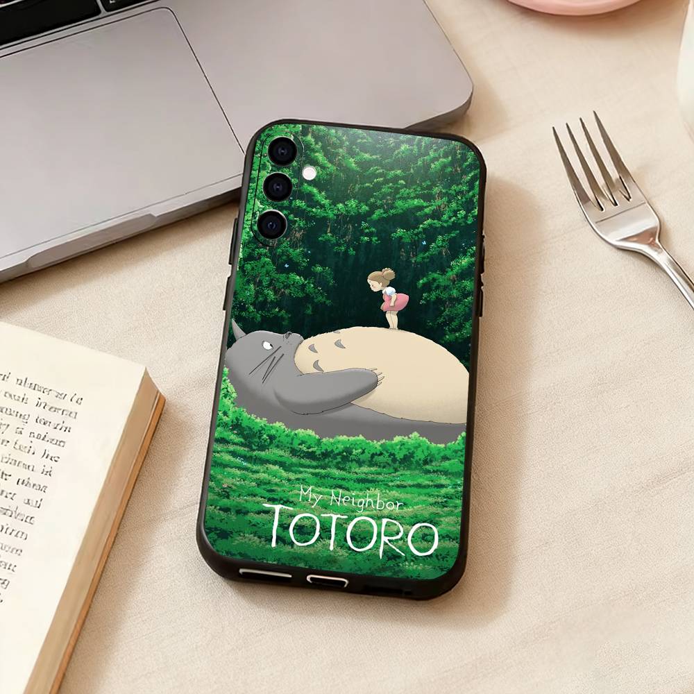 Cute Art T-Totoro-o Anime Phone Case For Samsung Galaxy A73,A72,A71,A70,A53,A52,A51,Soft Silicone Black Cover