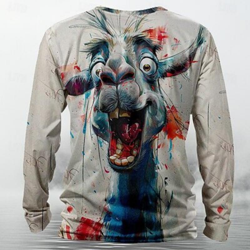 

Футболка мужская с принтом в стиле ретро и 3D, футболка в стиле хенли, повседневная, белая, с длинным рукавом и круглым вырезом, летняя XXL