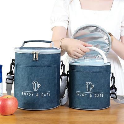 Insulated Round Lunch Bag with Large Capacity for School & Office