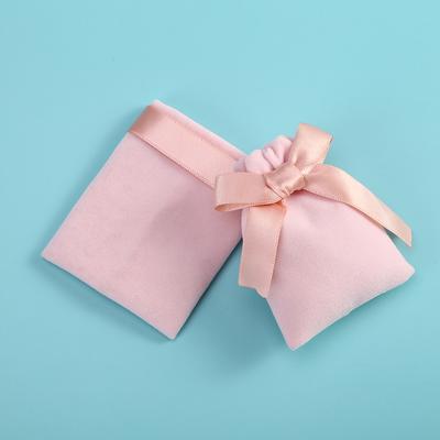 10pcs Pink Velvet Ribbon Bag Drawstring Bags Earrings Rings Necklace Bracelet Birthday Wedding Christmas Gift Storage Pouches