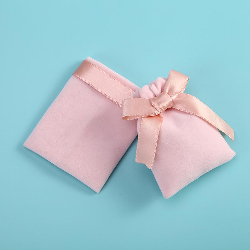 

10pcs Pink Velvet Ribbon Bag Drawstring Bags Earrings Rings Necklace Bracelet Birthday Wedding Christmas Gift Storage Pouches 7x9cm