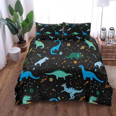 Dinosaurier Weltraum Nacht Bettbezug Set King Queen Double Full Twin Einzelgröße Marineblau Bettwäsche Set