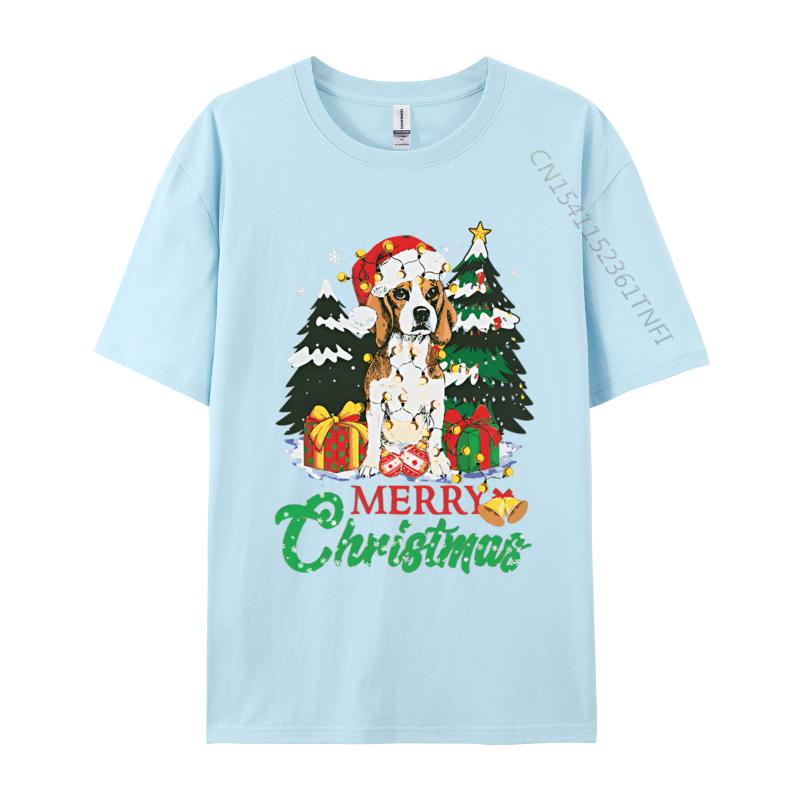 Beagle Christmas Dog Lover Vintage T Shirts Funny Animal Tshirt Print Man Top Vintage Retro Clothing