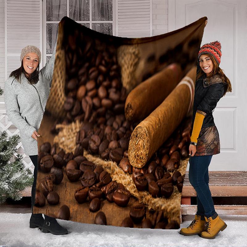 Coffee Bean Cigar Blanket Soft Comfortable All Seasons Perfect Sofa Office Naps Trips Birthday Gift Christmas Present