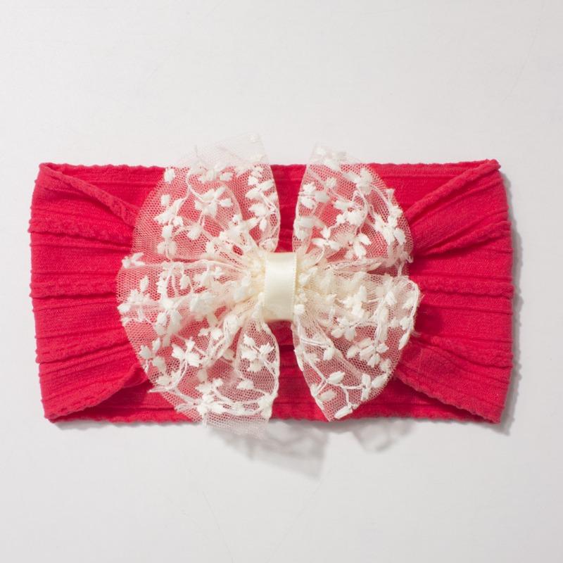 New Jacquard Baby Elastic Headband, Cute Lace Bow Children's Headscarf, Thin Baby Headband